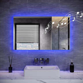 SONNI LED Badspiegel  Wandspiegel mit Beleuchtung(Weißes/Blaues/Violettes Licht), Steckdose und Bluetooth, Anti-Beschlag und Touch-Schalter Kosmetikspiegel Schminkspiegel - Sonni Sanitär GmbH