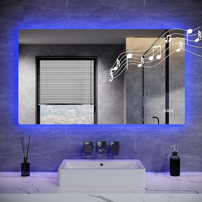 SONNI Badezimmer Spiegel mit Beleuchtung Wandspiegel, Kosmetikspiegel mit modernes Muster, 3 Farbe einstellbar, Steckdose und Antibeschlag, horizontal oder vertikal montierbar - Sonni Sanitär GmbH