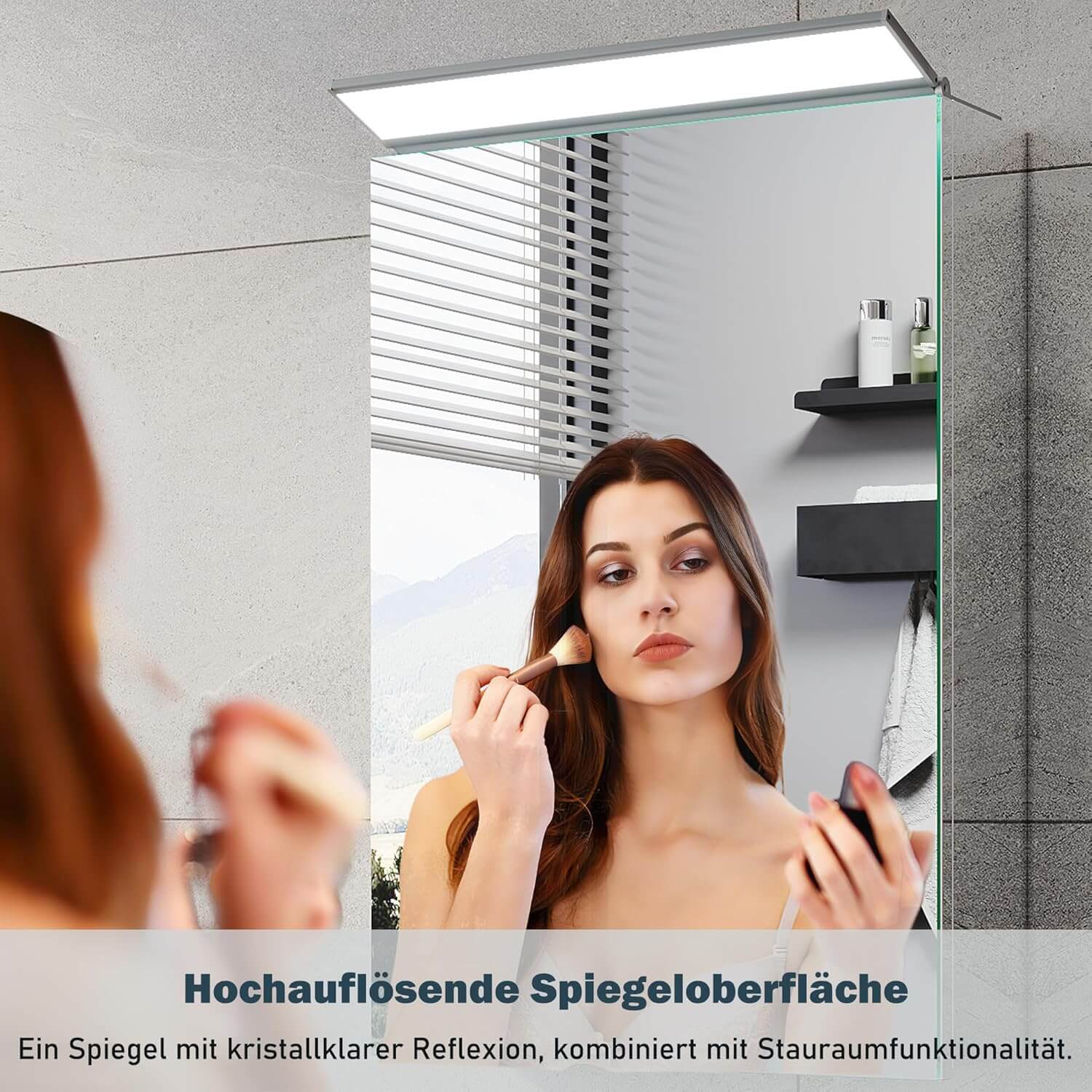 SONNI Spiegelschrank Bad mit Beleuchtung, Edelstahl Medizinschrank IP44 Wasserciht, Spiegelleuchte mit Kaltweißem Licht und Wandschalter für Badezimmer 36 x 52 cm - Sonni Sanitär GmbH