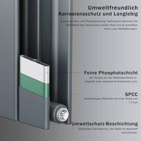 SONNI Design Heizkörper flach und klein für Badezimmer, vertikaler Badheizkörper flach Paneelheizkörper für Bad Flachheizkörper  600*465mm  Antrazit ohne/mit Mittelanschluss