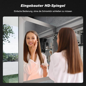 SONNI LED Spiegelschrank Bad mit 3-fache Vergrößerungsspiegel und Steckdose 70 x 50 cm, Aluminum Spiegelschrank mit Touch-Schalter, 3 Lichtfarben + Defogging, IP44 wasserciht - Sonni Sanitär GmbH