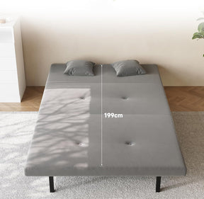 SONNI Schlafsofa 120cm Sofa mit Schlaffunktion, 2 Lendenkissen, Verstellbarer Rückenlehne, Bettcouch aus Stoff, Klein Klappsofa für Wohnzimmer, Schlafzimmer Samtoptik