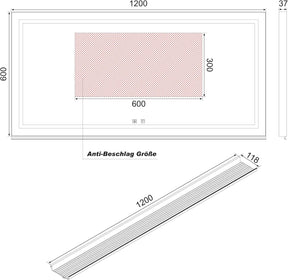 SONNI LED Badspiegel 120x60cm + Ablage, Touch Spiegel mit Beleuchtung, 3 Lichtfarben, Anti-Beschlag & Memory, Ablage mit Handyhalter + Haken + Zahnbürstenhalter + Becherhalter