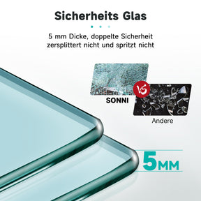 SONNI Duschtür 5mm gehärtetes Glas Doppelschiebetür Mattschwarzes Gitter Einseitige Nanobeschichtung Magnetische Dichtleiste