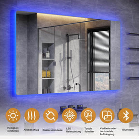 SONNI LED Badspiegel 80 x 60 cm Spiegel Bad mit Beleuchtung, 3 Farbe modi, Steckdose, 3X Lupe, Anti-Beschlag und Touch-Schalter Wandspiegel Kosmetikspiegel - Sonni Sanitär GmbH