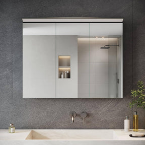 SONNI Spiegelschrank Bad mit Beleuchtung 80 x 60 cm, Edelstahl Medizinschrank IP44 Wasserciht, Spiegelleuchte mit Kaltweißem Licht und Wandschalter für Badezimmer - Sonni Sanitär GmbH