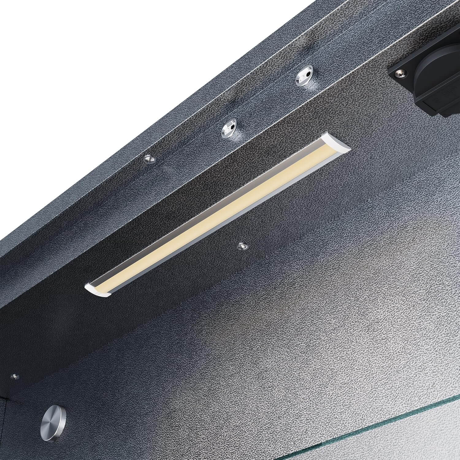 SONNI Spiegelschrank Bad mit Beleuchtung und Make-up Ablage 70x65 cm, Steckdose & 3-fache Vergrößerungsspiegel, 3 Lichtfarben, Dimmbar - Dunkelgrau - Sonni Sanitär GmbH