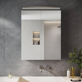 SONNI Spiegelschrank Bad mit Beleuchtung 52 x 65 cm, Edelstahl Medizinschrank IP44 Wasserciht, Spiegelleuchte mit Kaltweißem Licht und Wandschalter für Badezimmer - Sonni Sanitär GmbH