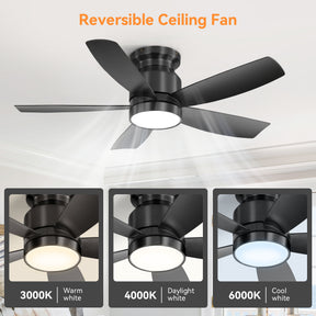SONNI Deckenventilator 106 cm mit LED Beleuchtung und Fernbedienung, reversibler DC Motor 5 ABS Flügel 18 W LED Licht