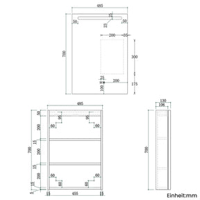 SONNI LED Spiegelschrank mit Make-up Ablage, Anti-Beschlag, Steckdose & Kosmetik-Organizer, 3 Lichtfarben Vollständig Montiert