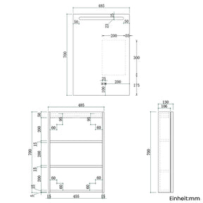 SONNI LED Spiegelschrank mit Make-up Ablage, Anti-Beschlag, Steckdose & Kosmetik-Organizer, 3 Lichtfarben Vollständig Montiert