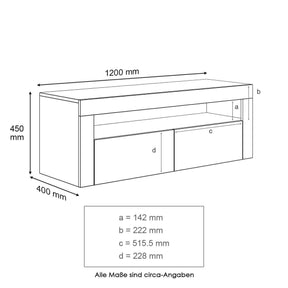 SONNI TV Board Lowboard Unterschrank Hochglanz Glasböden mit LED Beleuchtung