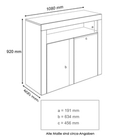 SONNI Kommode Sideboard mit LED Beleuchtung Weiß Hochglanz Wohnzimmermöbel Wohnzimmerschrank Standschrank