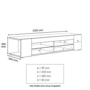 SONNI TV Board Lowboard Unterschrank Hochglanz Glasböden mit LED Beleuchtung