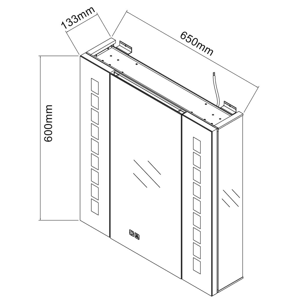 SONNI Spiegelschrank Bad mit Beleuchtung Badezimmer Spiegelschrank 60 × 65cm beschlagfrei Spiegelschrank Bad mit Steckdose Kabelloses Scharnier Design LED Aluminium Spiegelschrank mit Touch