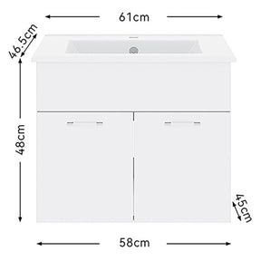 SONNI Badmöbel Set aus Waschbecken, Unterschrank , Spiegel Badezimmermöbel und Hochschrank 3-teilig 60cm Hochglanz Grau