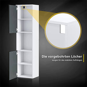 SONNI Badmöbel Set aus Waschbecken, Unterschrank , Spiegel Badezimmermöbel und Hochschrank 3-teilig 60cm Hochglanz Grau