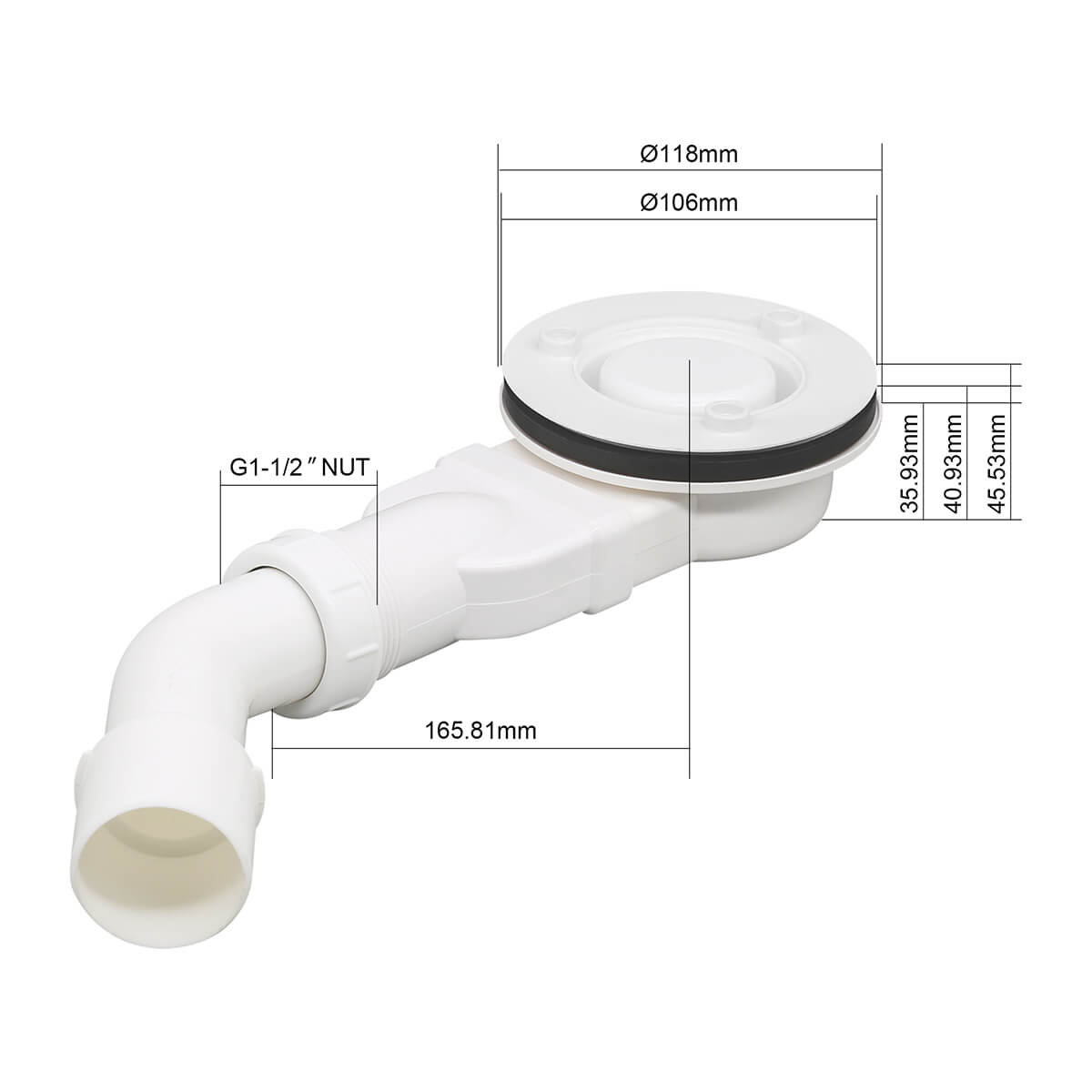 SONNI Oval Duschtasse - Niedrigprofil Duschwanne mit 550 mm Radius, Extra Flach, SMC, Inklusive Ablaufgarnitur - Sonni Sanitär GmbH