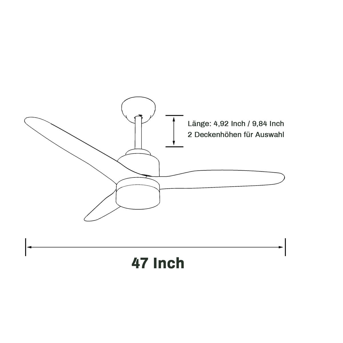 SONNI Deckenventilator mit Beleuchtung 18W Farbe Dimmbar Deckenventilator mit Fernbedienung Outdoor 3 Leistungsstufen Mordern Deckenventilator Intelligente Zeiteinstellung