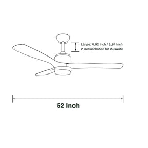 SONNI Deckenventilator mit Beleuchtung und Fernbedienung, 132 cm/, 5 Geschwindigkeiten, 3-Farben-Licht, DC-Motor/35W, Leise, Sommer-Winterbetrieb