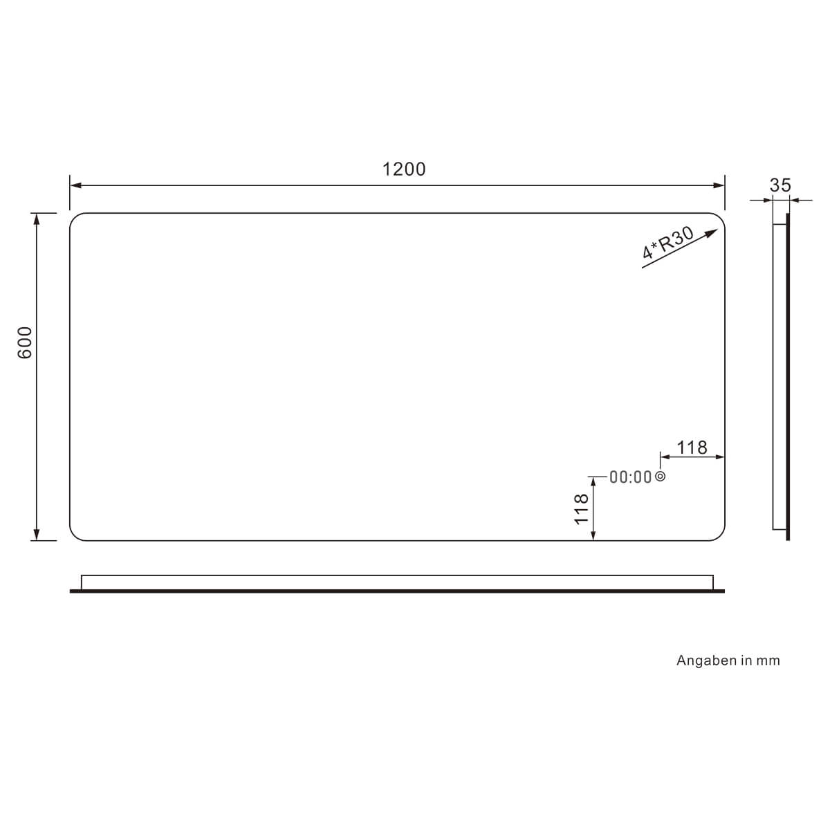 SONNI Badspiegel mit Beleuchtung und Uhr Temperaturanzeige, LED Badspiegel mit Touchschalter 120×60 cm