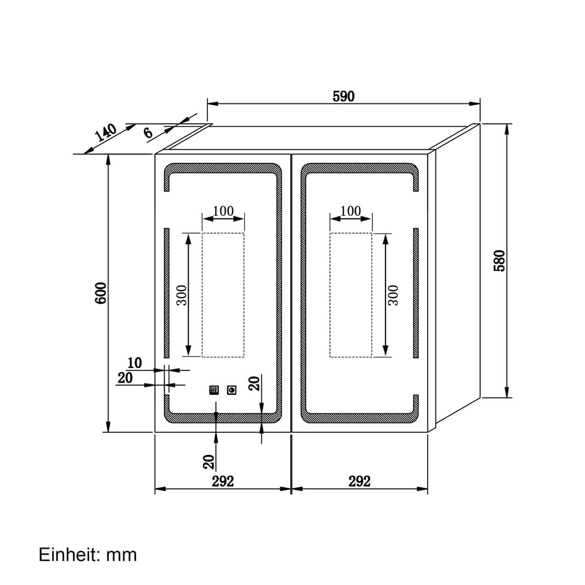 SONNI Spiegelschrank mit Beleuchtung 3 Lichtfarbe Einstellbar und Beschlagfrei 2 Türiger Spiegelschrank mit Kabelloses Scharnier Design und Steckdose