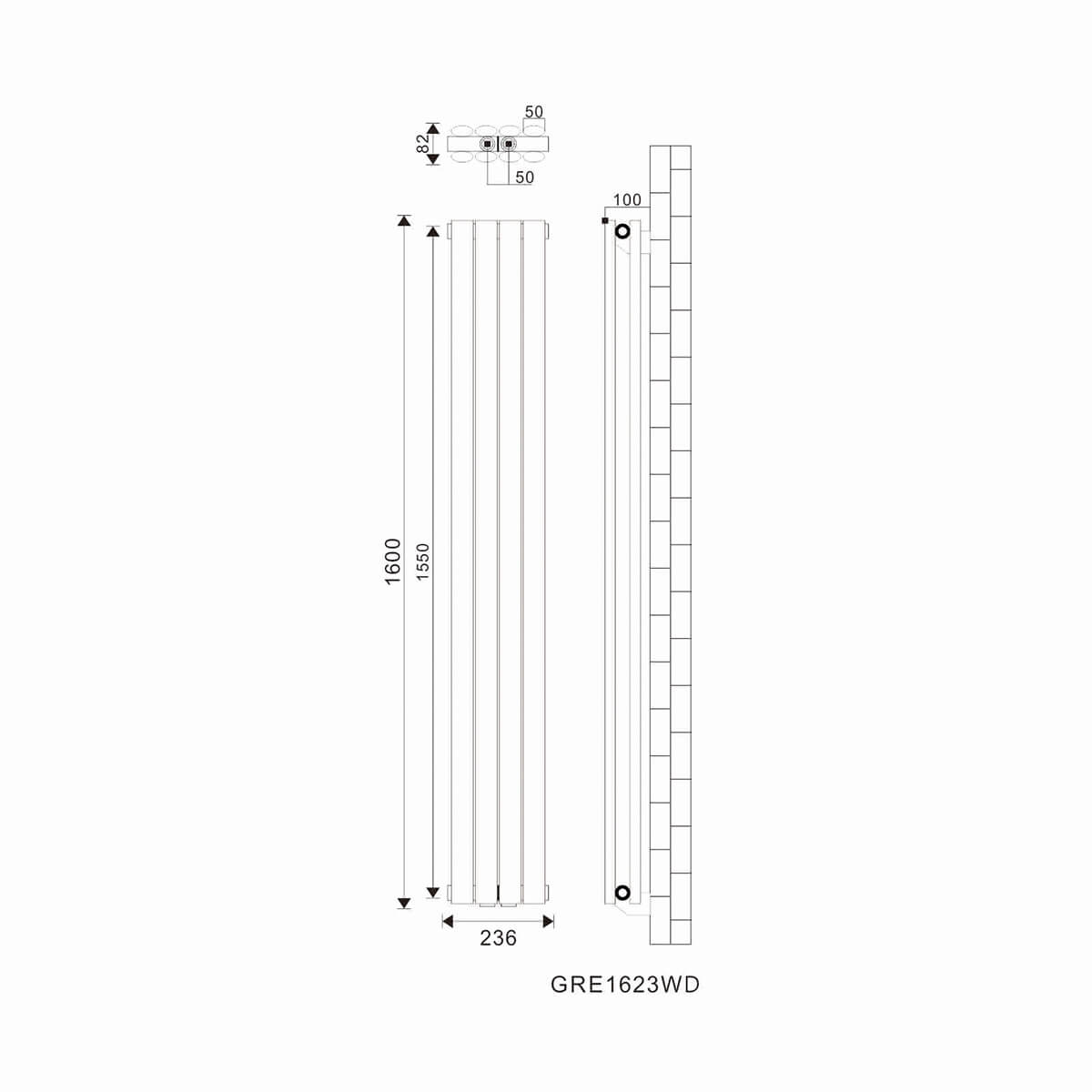 SONNI Röhrenheizkörper Mittelanschluss Wandheizkörper 1600*236mm Weiß ohne/mit Mutiblock