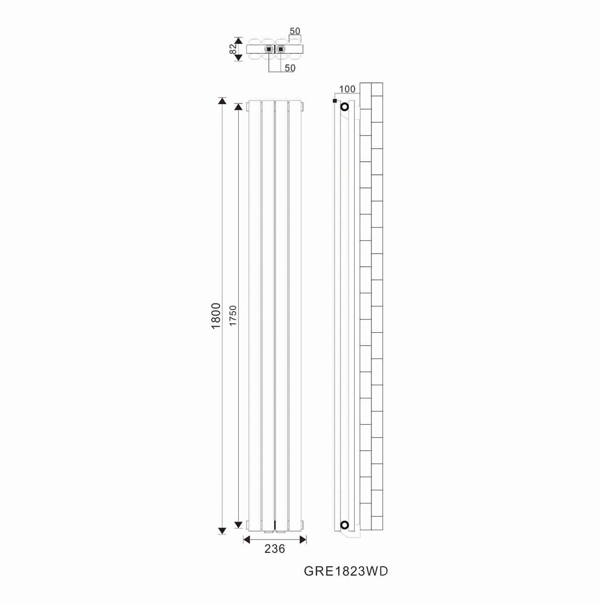 SONNI Röhrenheizkörper Mittelanschluss Wandheizkörper 1800*236mm Weiß Einlagig/Doppellagig ohne/mit Multiblock