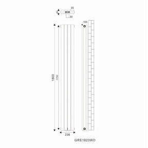 SONNI Röhrenheizkörper Mittelanschluss Wandheizkörper 1800*236mm Weiß Einlagig/Doppellagig ohne/mit Multiblock