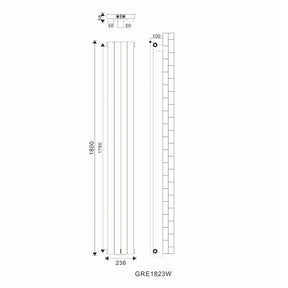 SONNI Röhrenheizkörper Mittelanschluss Wandheizkörper 1800*236mm Weiß Einlagig/Doppellagig ohne/mit Multiblock