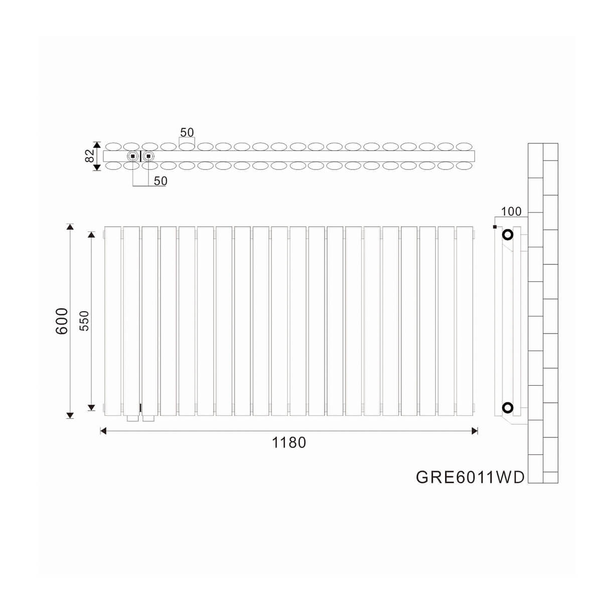 SONNI Röhrenheizkörper Mittelanschluss Wandheizkörper 600*1180mm Weiß ohne/mit Mutiblock