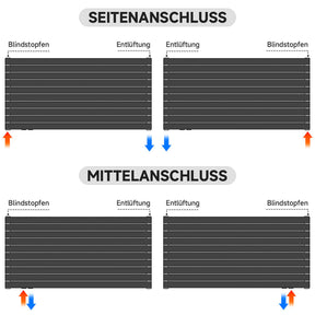 SONNI Heizkörper Design Röhrenheizkörper Horizontal Paneelheizkörper Seitenanschluss Doppellagig Badheizkörper 593*1200mm Weißohne/mit Mutiblock