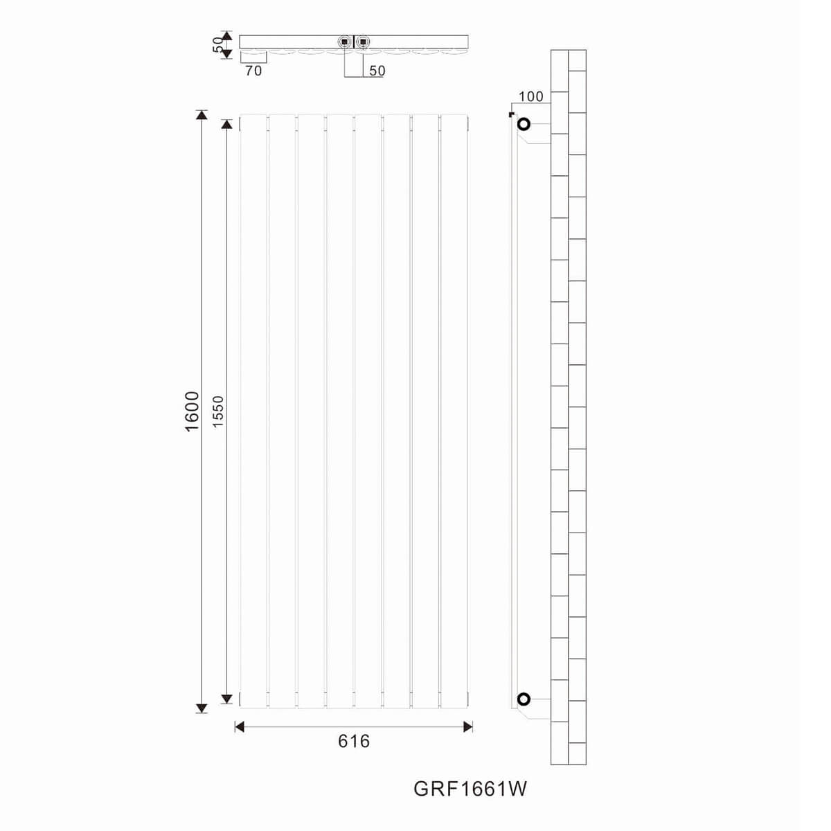 SONNI Flach Heizkörper Paneelheizkörper Wandheizung Mittelanschluss 1600*616mm Weiß ohne/mit Mutiblock