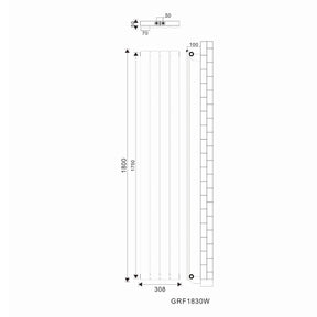 SONNI Flach Heizkörper Paneelheizkörper Wandheizung Mittelanschluss 1800*308mm Weiß ohne/mit Mutiblock