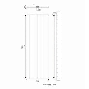 SONNI Flach Heizkörper Paneelheizkörper Wandheizung Mittelanschluss 1800*616mm ohne/mit Mutiblock