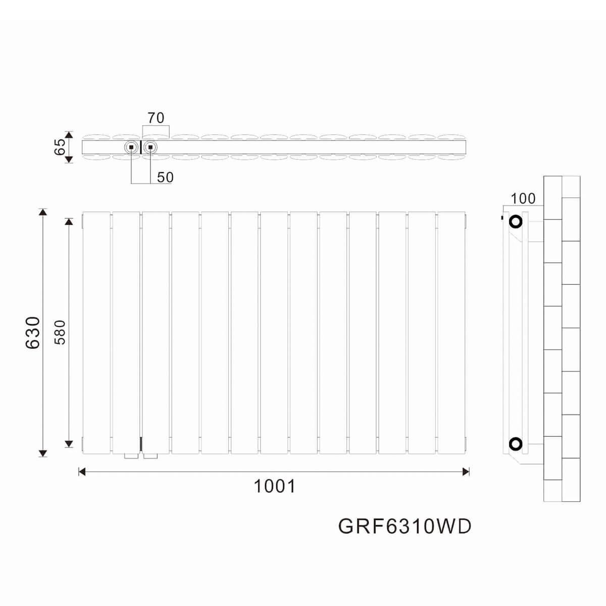 SONNI Flach Heizkörper Paneelheizkörper Wandheizung 630*1001mm Weiß mit Multiblock