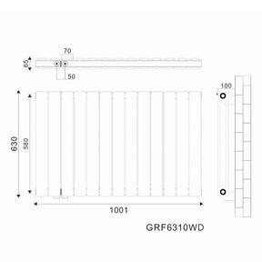 SONNI Flach Heizkörper Paneelheizkörper Wandheizung 630*1001mm Weiß Ohne/ mit Multiblock