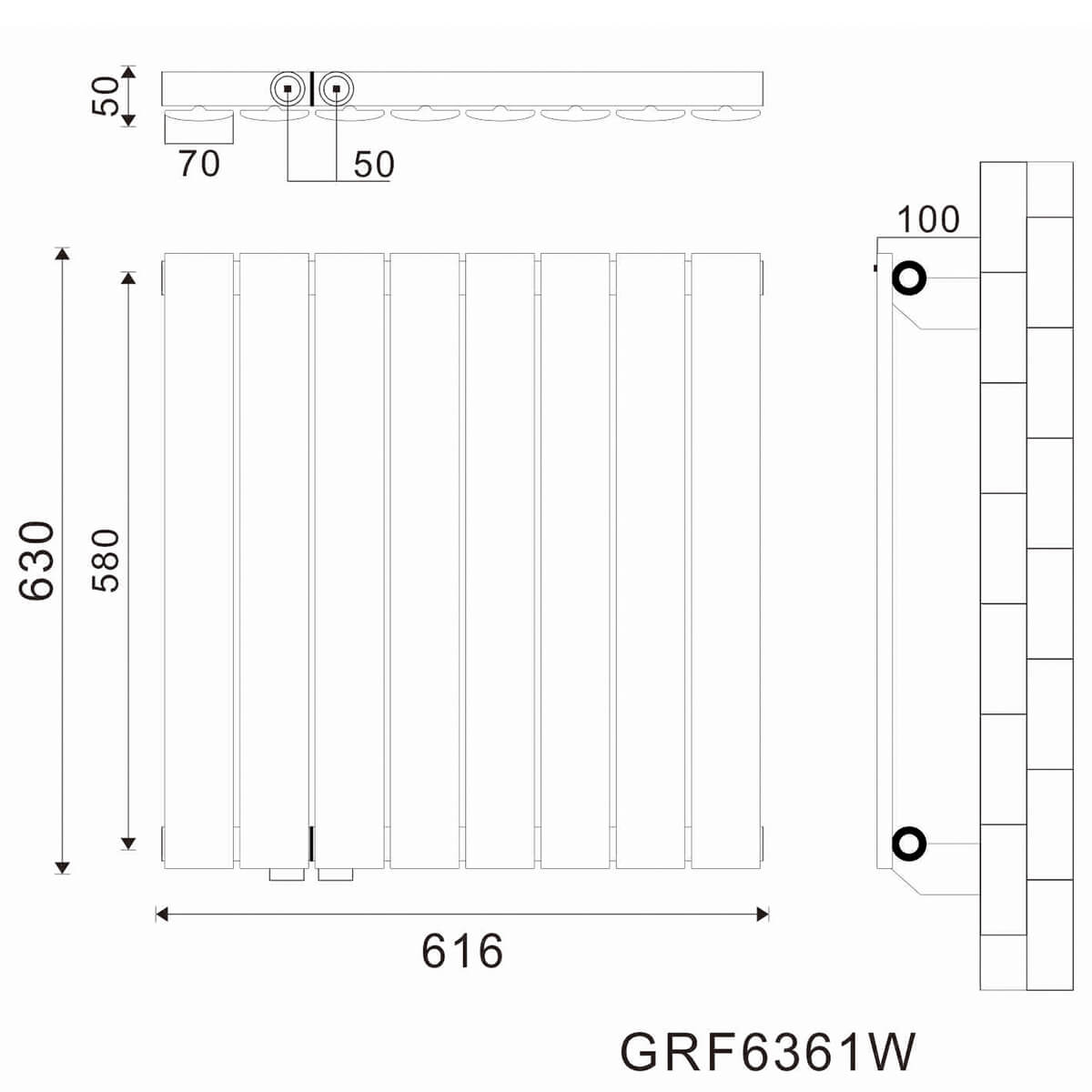 SONNI Flach Heizkörper Paneelheizkörper Wandheizung Sietenanschluss 630*616mm Weiß Ohne/mit Multiblock