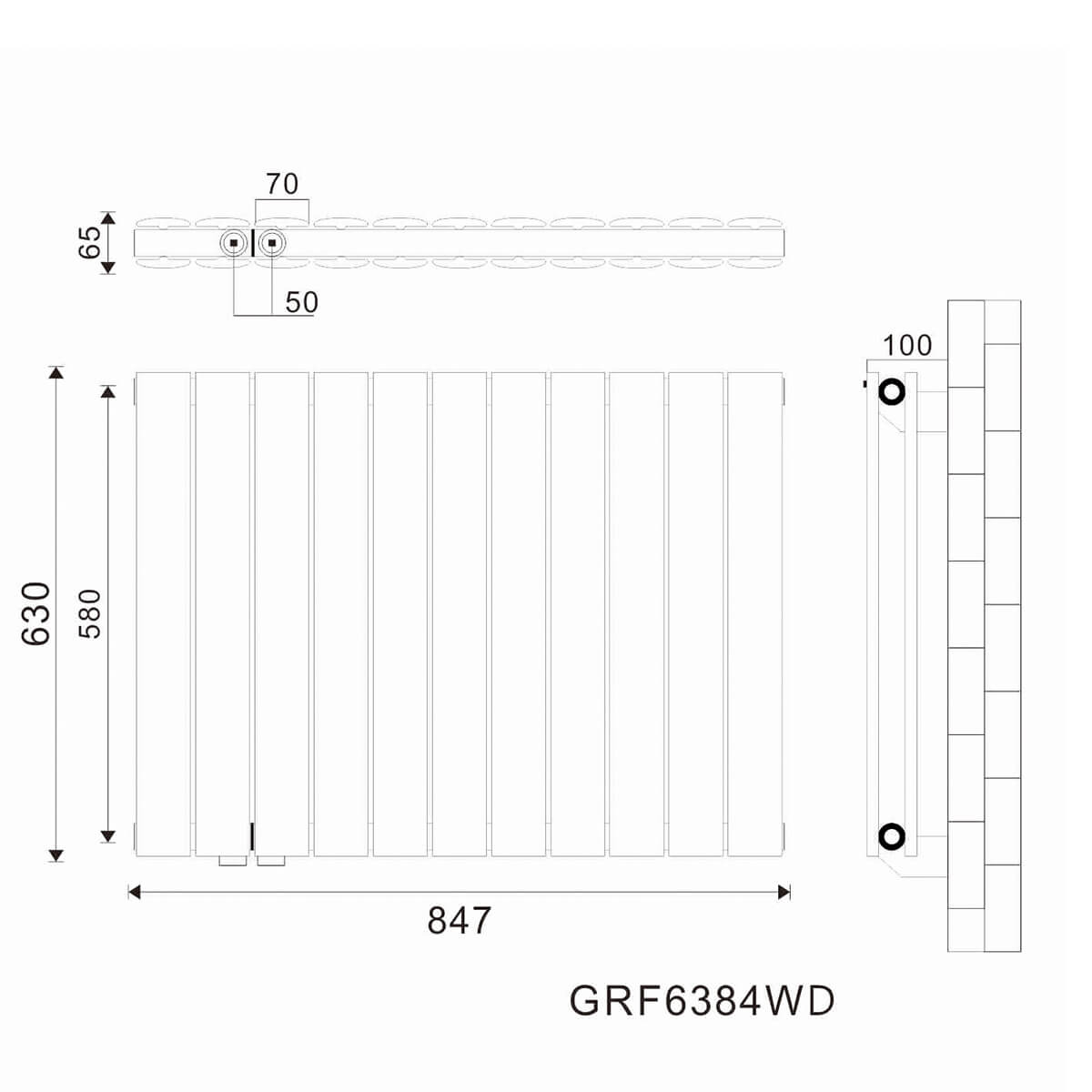 SONNI Flach Heizkörper Paneelheizkörper Wandheizung Mittelanschluss 630*847mm Weiß ohne/mit Mutiblock