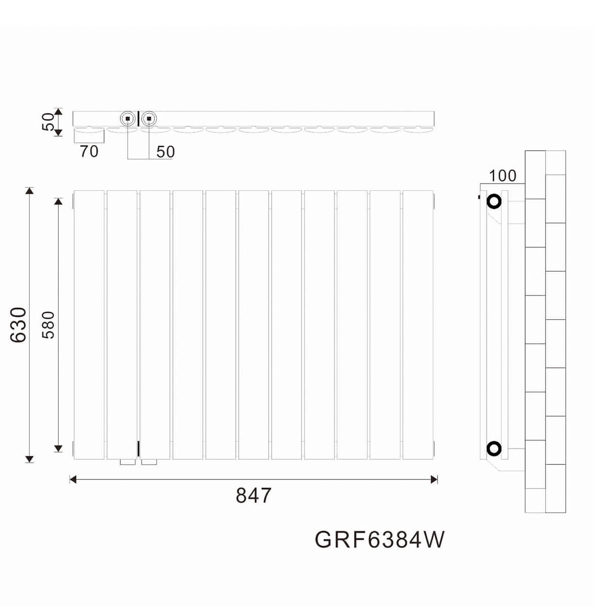 SONNI Flach Heizkörper Paneelheizkörper Wandheizung Mittelanschluss 630*847mm Weiß ohne/mit Mutiblock