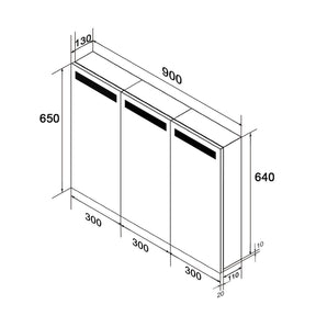 SONNI LED mit Beleuchtung Badezimmer-Spiegelschrank 90x65 cm Touchschalter Beleuchtung & Steckdose Verstellbare Einlegeböden 3-türig