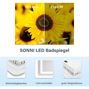 SONNI Badezimmer LED Spiegel Badspiegel mit Beleuchtung Wandschalter 45x60cm GTBM003B - Sonni Sanitär GmbH