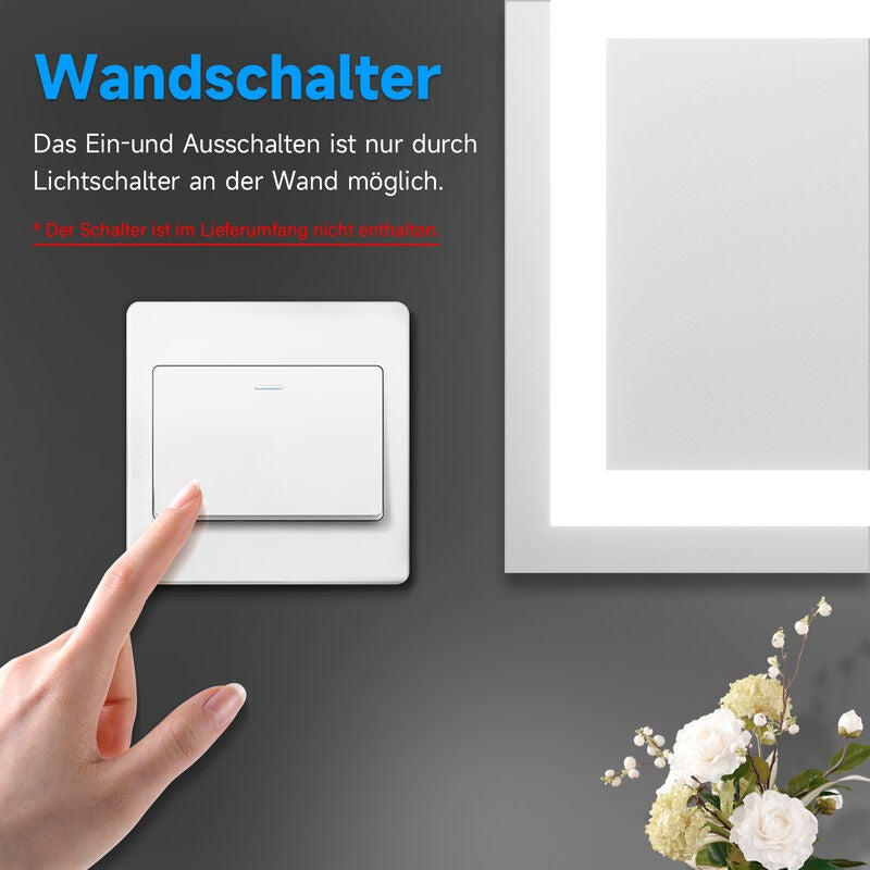 SONNI Badezimmer LED Spiegel Badspiegel mit Beleuchtung Wandschalter 45x60cm GTBM003B - Sonni Sanitär GmbH