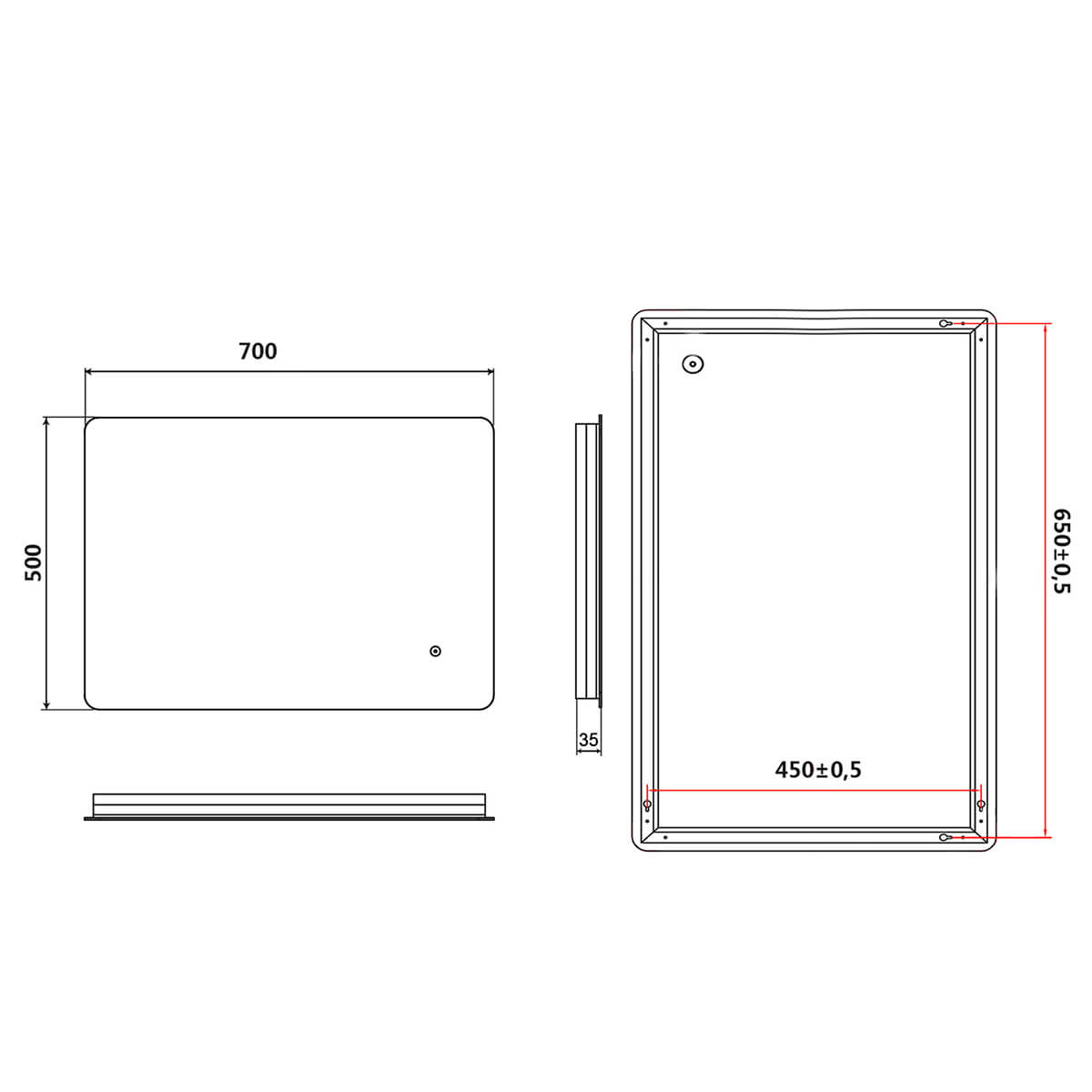 SONNI Badezimmer LED Spiegel Badspiegel mit Beleuchtung Touchschalter 50x70cm GTBM0875