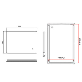 SONNI Badezimmer LED Spiegel Badspiegel mit Beleuchtung Touchschalter 50x70cm GTBM0875