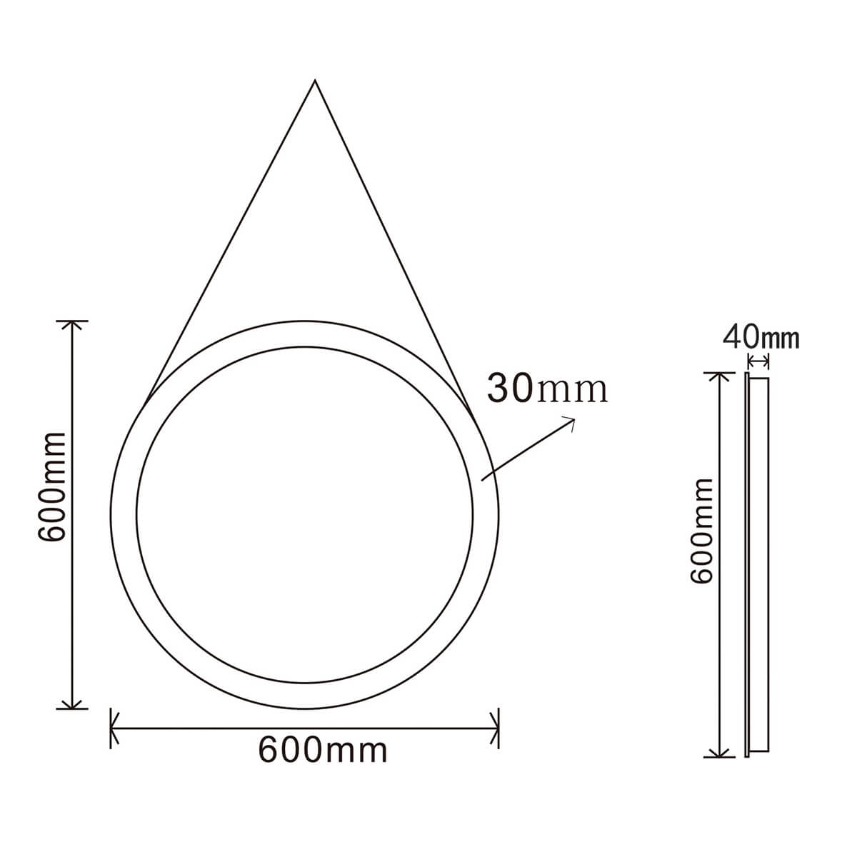 SONNI Badspiegel Rund Beschlagfrei Badspiegel mit Beleuchtung Rund 60cm und Touch LED Rundspiegel mit Verstellbarer Ledergürtel