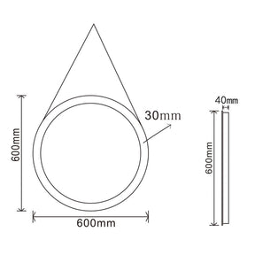 SONNI Badspiegel Rund Beschlagfrei Badspiegel mit Beleuchtung Rund 60cm und Touch LED Rundspiegel mit Verstellbarer Ledergürtel