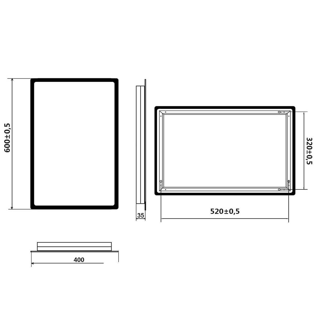 SONNI Bathroom Mirror with Lighting, 60 x 40 cm, LED, Wall SONNI Bathroom Mirror with Lighting, 60 x 40 cm, LED, Wall
