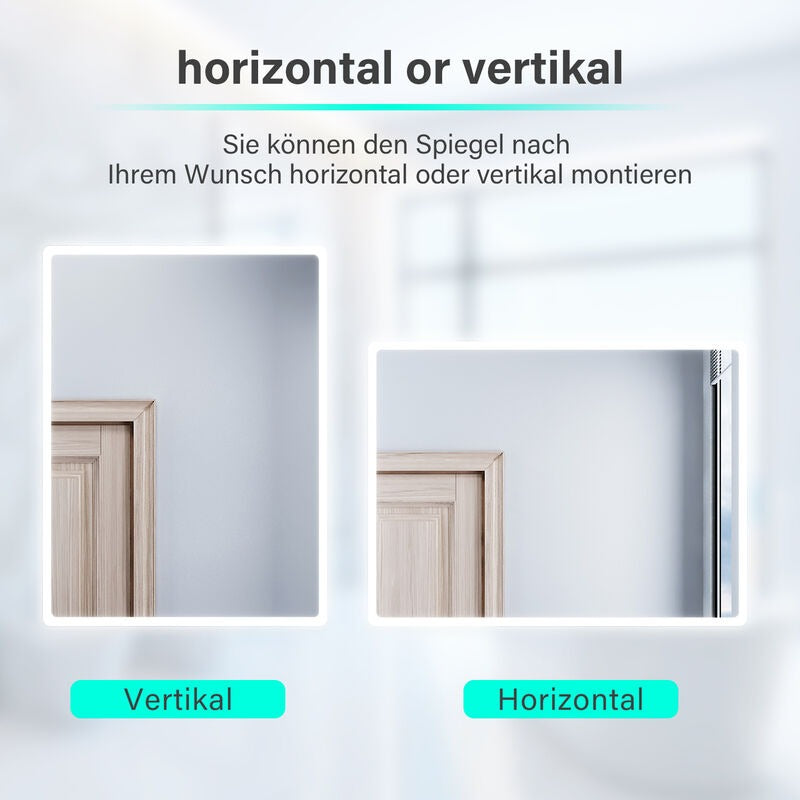 SONNI Badezimmer LED Spiegel Badspiegel mit Beleuchtung Wandschalter 80Lx60Bcm kaltweiß IP44 energiesparend - Sonni Sanitär GmbH