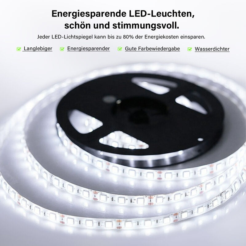 SONNI Badezimmer LED Spiegel Badspiegel mit Beleuchtung Wandschalter 80Lx60Bcm kaltweiß IP44 energiesparend - Sonni Sanitär GmbH